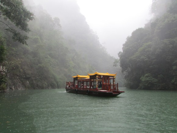 We transferred to a small boat to explore the small gorges