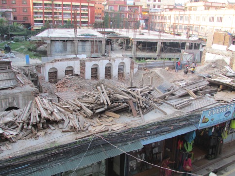 View from our Kathmandu hotel window. A school no more.