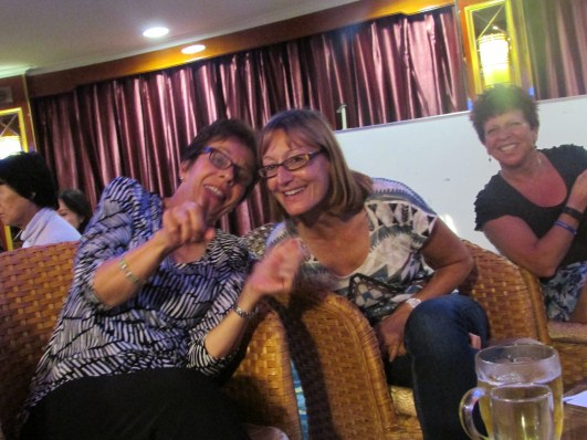 Sarah enjoying her Yangtze cruise with Linda and Jan (right)
