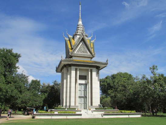 The memorial stupha housing thousands of skulls and bones