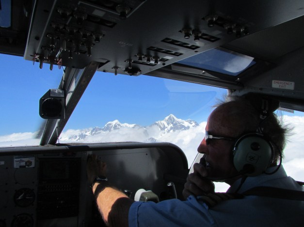 Co-Pilot Richard a very experienced Captain plots a route through the cloud for pilot Leon