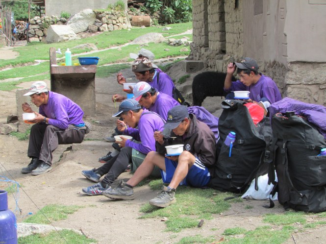 Our Porters having lunch
